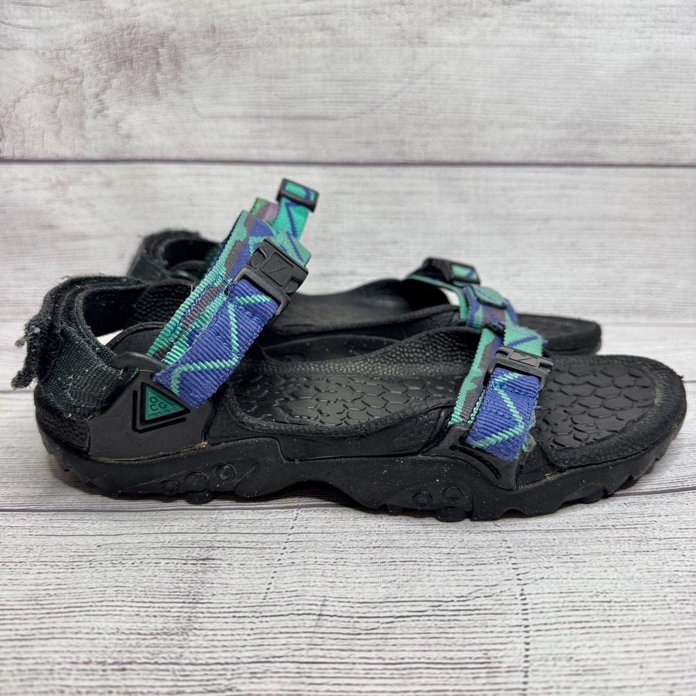 Nike Air ACG Sandals Size 7 Mens Black Blue Green Hiking Sport Slides